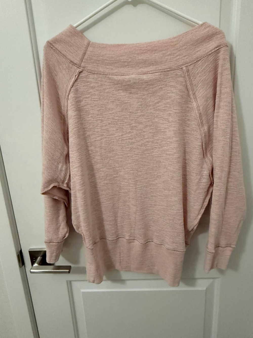 We The Free Off-Shoulder Sweater in Light Blush Pink
